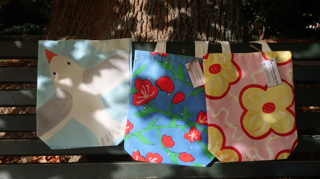 The Curious, Creative, Conscious tote bags are printed from my original artworks and made in 100% cotton.